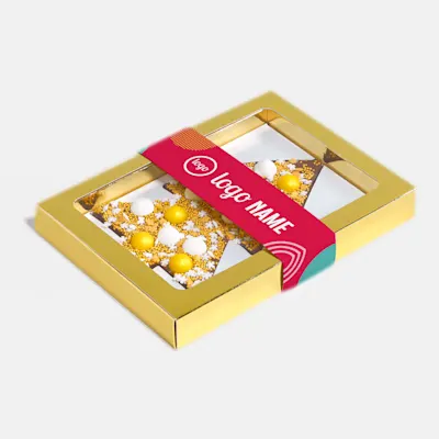 Beispielfoto: Schoko-Christbäume mit Banderole